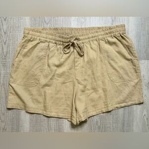 New York & Co. Tan High Waist Tie Front 4 Pocket Linen Short. Size XL.